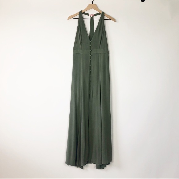 Re:Named | Moss Green T Back Button Front Maxi Drs - Picture 5 of 15